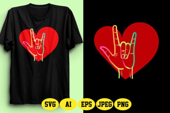 ASL Love Design in Heart Shape 2