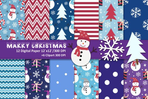 Christmas Digital Paper and Clipart