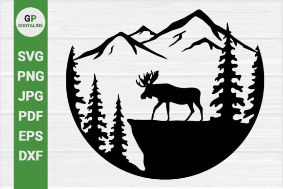 Evaluating Moose, Forest and Mountain, Wildlife SVG for Creative Projects