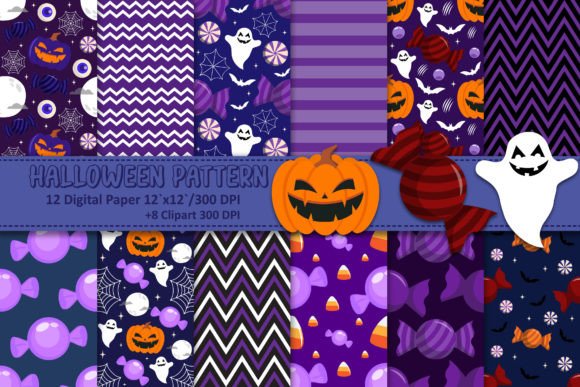 Halloween Digital Paper and Clipart Collection