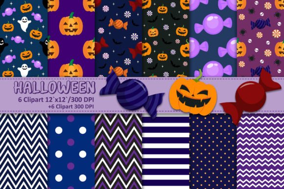 Halloween Pumpkin Candy Digital Paper Evaluation