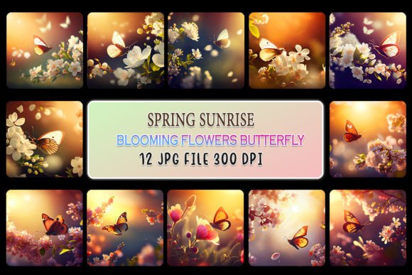 Spring Sunrise Blooming Flower Butterfly
