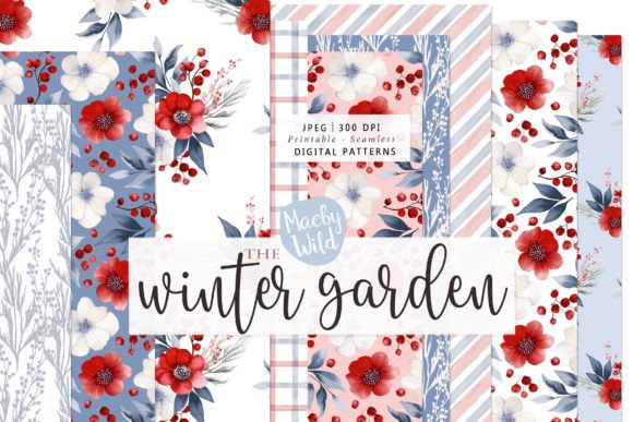 Watercolor Winter Garden Patterns